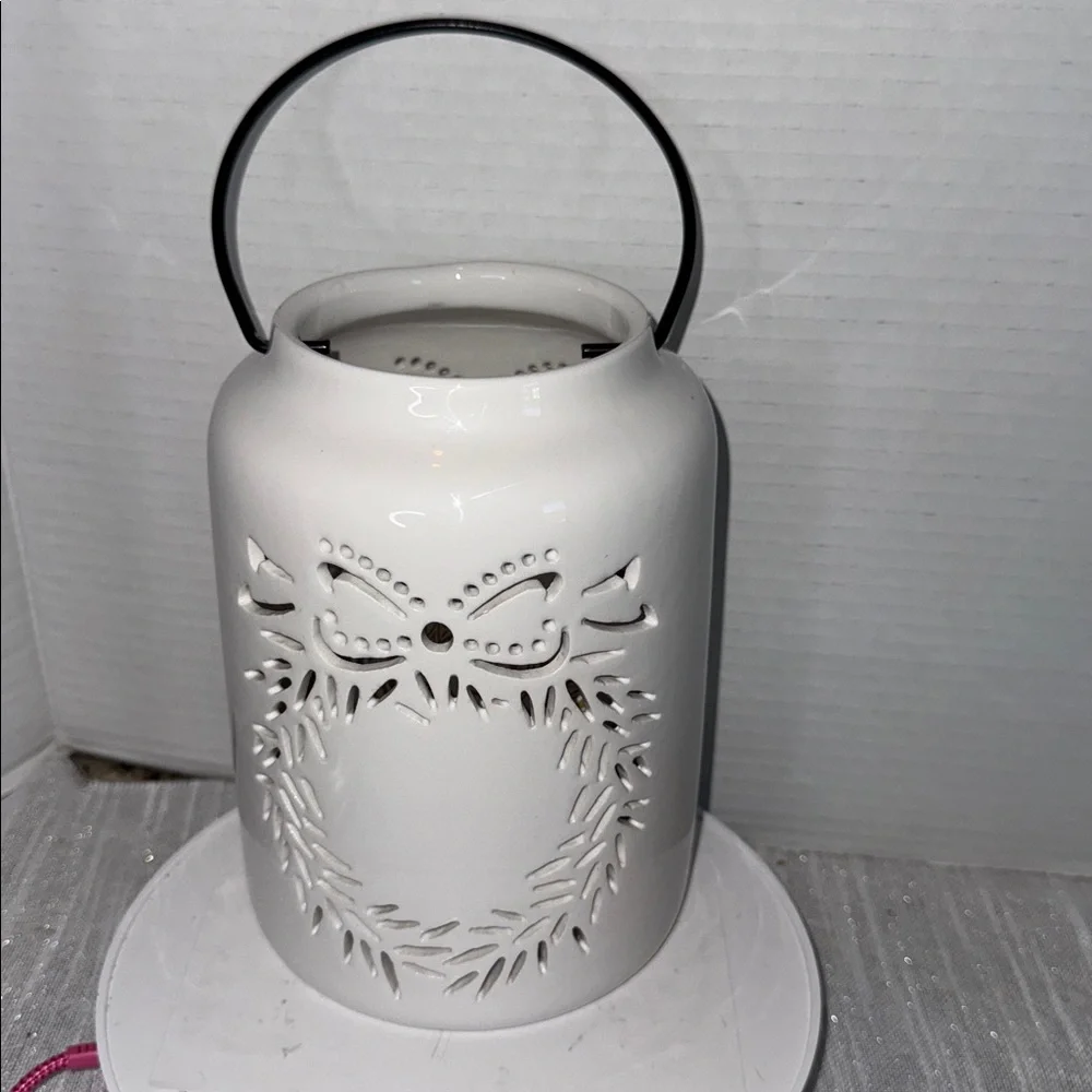 Candle HoliderCeramic Lantern with Handle 11X5.5” NEW with mystery candle